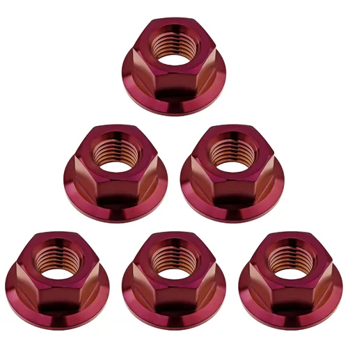 Vista 8 de Tuercas hexagonales Titanium DIN6923 (paso M5 0.03 in, negro) M5 M6 M8 M10 M12 M14 M16 para bicicletas, motocicletas, coches, paquete de 6
