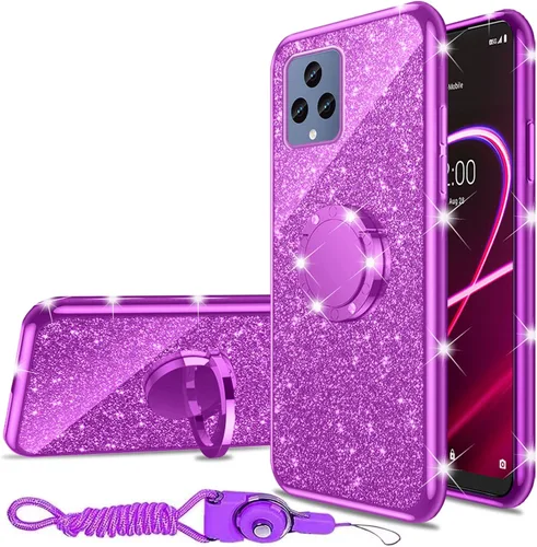 Vista 10 de nancheng Funda de teléfono para TCL A3X (A600DL), funda para Alcatel TCL A3X niñas y mujeres, bonita funda de silicona transparente con purpurina