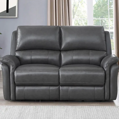 Vista 2 de Hydeline Erindale Zero Gravity Power - Sofá biplaza reclinable de cuero de grano superior, color gris cuarzo Quartz gris