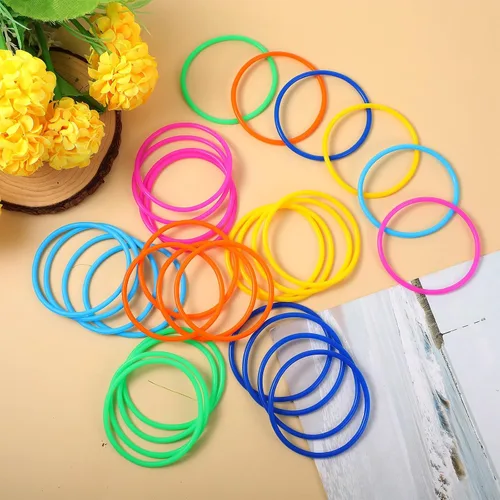 Vista 3 de 30 pulseras de gelatina, pulseras retro de neón de los años 80, pulseras de silicona colorida para adultos de los 80 recuerdos de fiesta (6 colores)
