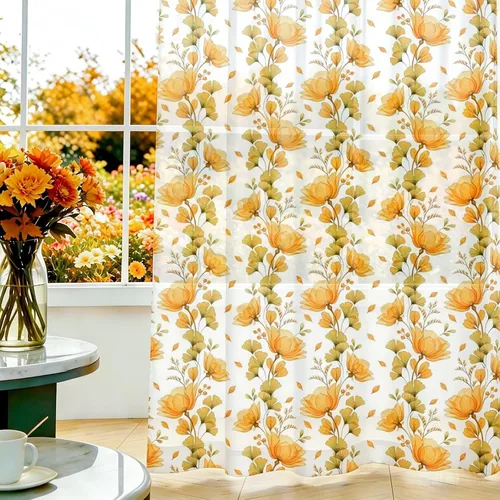 Vista 20 de youleyar Cortinas traslúcidas florales para sala de estar, 2 paneles de 54 pulgadas de largo, cortinas semitransparentes blancas con estampado