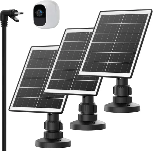 Vista 8 de iTODOS El panel solar funciona para cámaras Arlo Pro y Arlo Pro2, cable de alimentación de 11.8 pies y montaje ajustable (paquete de 3, plateado)
