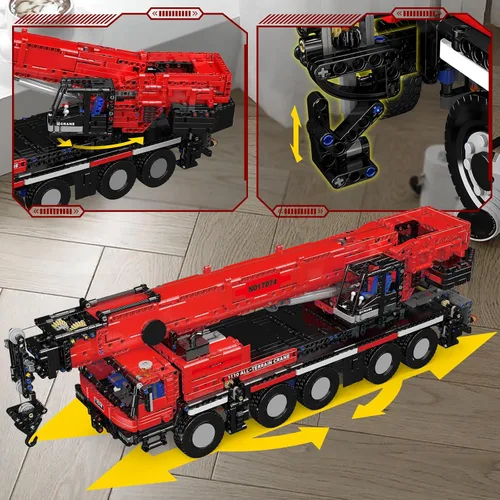 Vista 4 de Mould King 17074 Engineering LTM Crane: Modelos de máquina de grúa de construcción con control remoto todo terreno perfectos para entusiastas