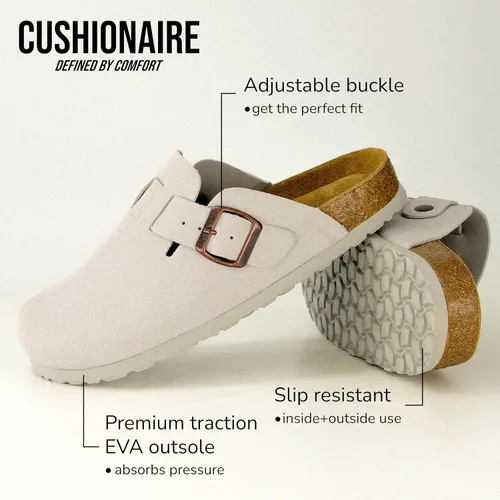 Vista 6 de CUSHIONAIRE - Zuecos Hana para mujer, cómodos zuecos de gamuza vegana, zapatos sin cordones con plantilla de corcho y soporte de arco, espuma