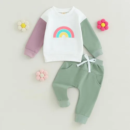 Vista 2 de Thorn Tree Ropa de bebé recién nacido, traje de algodón, lindo bebé y niño, ropa de juego de arcoíris
