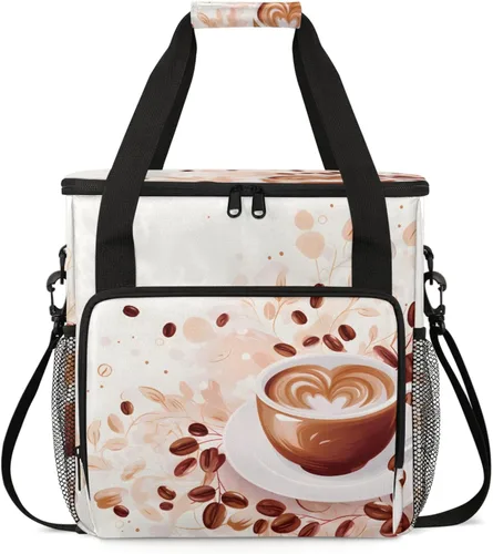 Vista 14 de Bolsa de viaje para cafetera con forma de donut para Keurig K-Mini/K-Mini Plus con aislamiento impermeable con bolsillos para K-Cup portátil de una