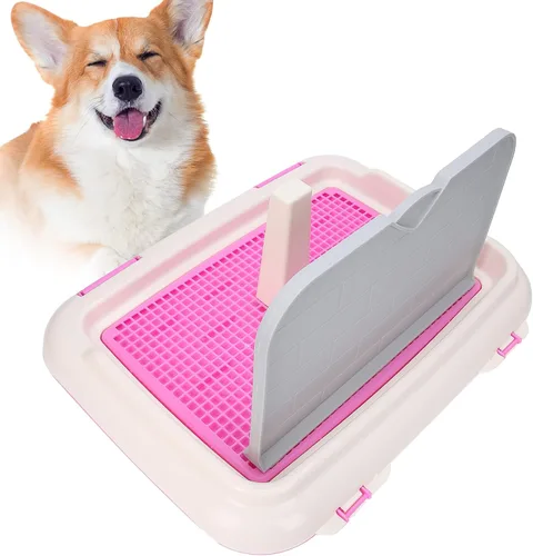 Vista 8 de Bandeja para orinal para perros para interiores, soporte para almohadilla de caniche en miniatura, orinal de plástico antideslizante para perros