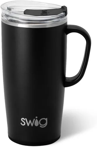 Vista 9 de Swig Life - Taza de viaje de 18 onzas, vaso con aislamiento con asa y tapa, apto para portavasos, apto para lavavajillas, de acero inoxidable, taza