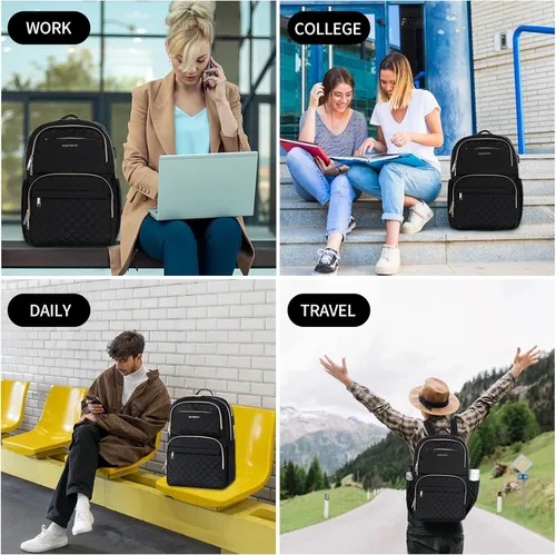 Vista 7 de EMPSIGN Mochila Bolso para Laptop para Mujeres y Hombres con Puerto de Carga USB, Mochila de Viaje Resistente al Agua Acolchada de 15.6 Pulgadas