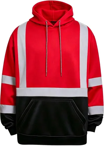 Vista 14 de sesafety Sudadera de alta visibilidad de clase 3 para hombre, sudadera con capucha, sudadera con capucha de seguridad de alta visibilidad negro-203