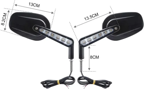 Vista 4 de Espejos retrovisores musculares LED intermitentes aptos para Harley VROD Negro