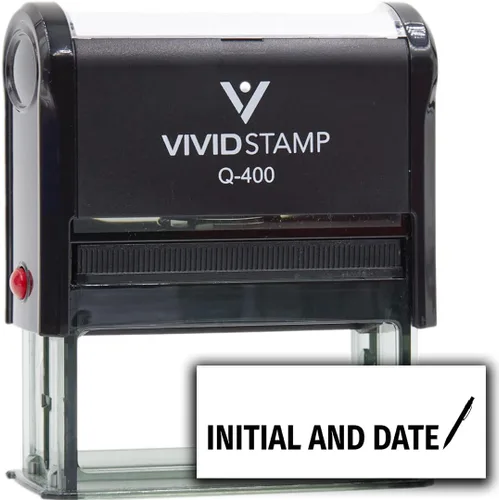 Vista 13 de Vivid Stamp Sello de goma autoentintado con inicial y fecha (tinta negra) - Q-300 Negro