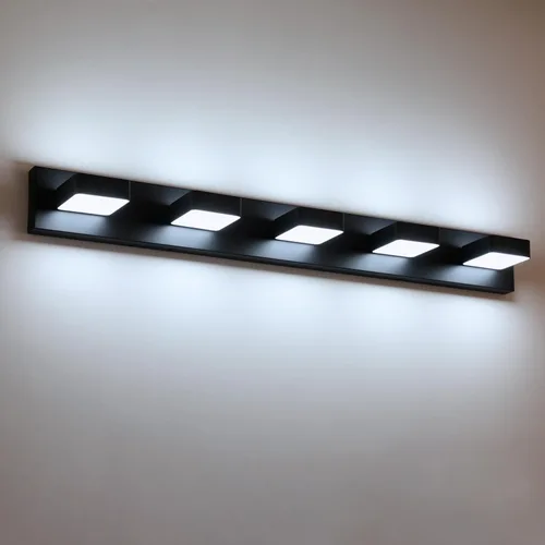 Vista 12 de Lámparas LED modernas de 2 luces LED para tocador de baño (15.5 pulgadas, blanco frío 6000 K), accesorios de iluminación de pared de baño
