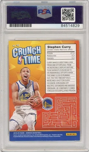Vista 2 de Stephen Curry 2019-20 Panini Donruss - Tarjeta de tiempo crunch autografiada #12- PSA/DNA 10