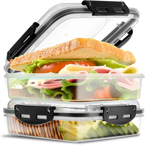 Vista 13 de Tafura Recipientes y cajas para sándwiches de alta calidad, sin BPA, para loncheras, duradero y reutilizable, soporte para sándwiches para mayor