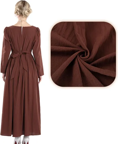 Vista 5 de NSPSTT Vestido colonial - Disfraz de campesina de pionera y guerra civil para mujer