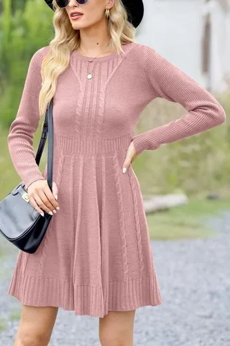 Vista 8 de Maisolly Vestido tipo suéter tipo túnica de manga larga con vuelo