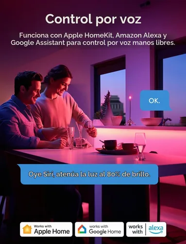 Vista 3 de Meross - Tira de luces LED inteligentes, 16.4 pies, WiFi, funciona con Apple HomeKit, Alexa, Google Home y SmartThings, 16 millones