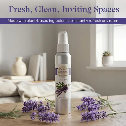 Vista 2 de Victoria's Lavender Spray de fragancia para habitación, ambientador y eliminador de olores, espray de lavanda, aroma de aceite esencial de lujo