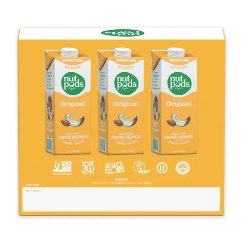 Vista 4 de nutpods Crema de café sin lácteos original sin azúcar, 32 onzas, paquete de 3