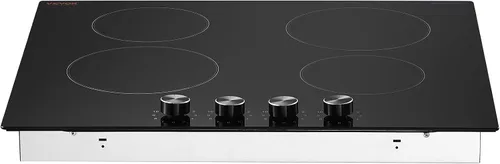 Vista 11 de VEVOR Placa de cocina eléctrica de cerámica, estufa eléctrica empotrada, con panel de vidrio, control de perilla, 11 niveles de calor, para diversos