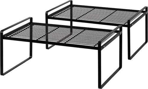Vista 21 de Shantton Paquete de 2 estantes de gabinete de cocina, estante organizador de despensa, baño, dormitorio, oficina, mesa, escritorio, ahorro