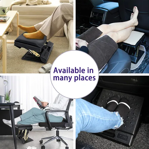 Vista 2 de Reposapiés ajustable para debajo del escritorio en el trabajo con 4 niveles de altura, reposapiés debajo del escritorio con superficie de masaje