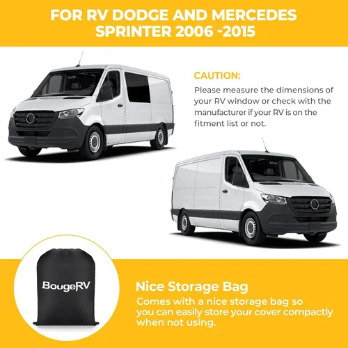 Vista 5 de BougeRV Cubierta de nieve para parabrisas de autocaravana para clase B, Dodge Mercedes Sprinter (2006-2015) para ventana delantera, accesorios