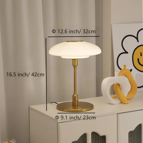Vista 3 de Lámpara de mesa moderna de metal y vidrio, lámpara de mesa decorativa, lámpara de mesa para sala de estar, dormitorio, sala de estudio, 12.6 x 16.5