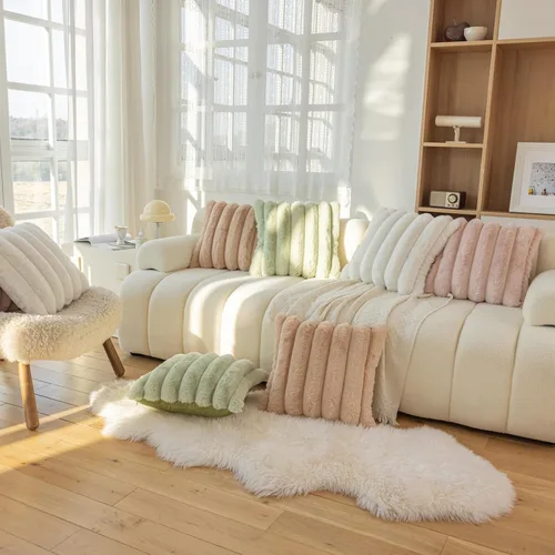 Vista 6 de Juego de 2 fundas de almohada de 18 x 18 pulgadas, almohadas para sala de estar, almohadas para cama de piel sintética