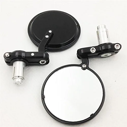 Vista 2 de XKH grupo motocicleta negro aluminio redondo mini bar extremo 7/8 "espejo para Cafe Racer Clubman CB XS KZ GS nuevo