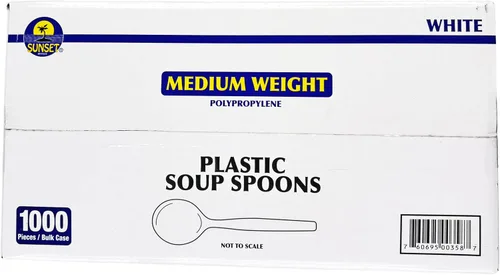 Vista 4 de Sunset: Cucharas de sopa de plástico de peso medio, 1000