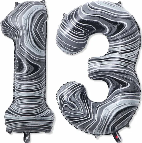 Vista 13 de Globos gigantes de papel de aluminio de mármol negro de 40 pulgadas, globos gigantes de helio número 10 para niños y niñas, decoraciones
