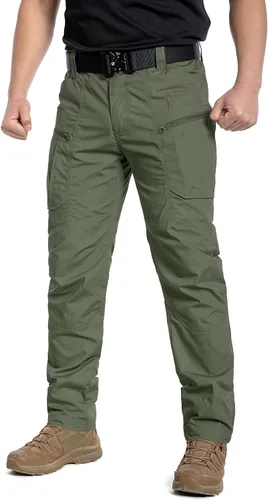 Vista 2 de CARWORNIC Pantalones tácticos ligeros para hombre, pantalones cargo militares, resistentes al agua, para senderismo, trabajo