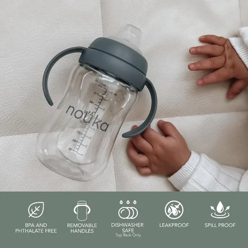 Vista 3 de Nouka Soft Spout Tritan - Vaso para sorber A prueba de fugas y fácil agarre Asas extraíbles Bloom