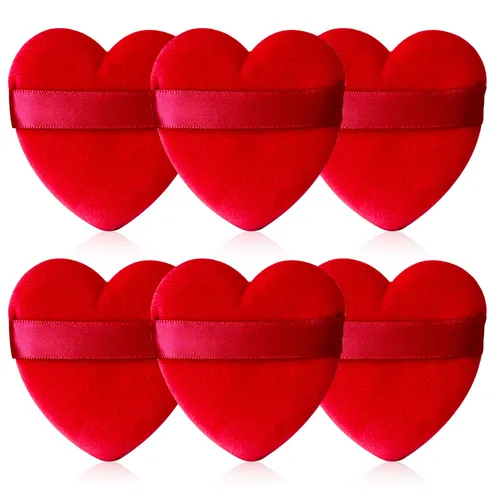 Vista 9 de 12 piezas de polvo en forma de corazón, soplo cosmético para cara, lavable, reutilizable, suave, esponja en polvo, esponja de maquillaje