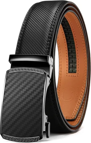 Vista 12 de CHAOREN - Cinturón para hombre - Cinturón de trinquete de cuero de 1 3/8 pulgadas para pantalones de vestir - Cinturón micro ajustable que se adapta