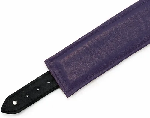 Vista 4 de Madison Collar O-Ring Superior Latigo Cuero Suave Cordero Hecho A Mano Elegante Collar Acolchado, Violeta oscuro