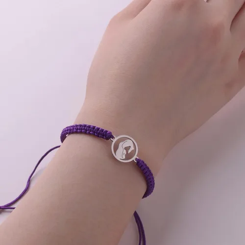 Vista 6 de Pulsera trenzada con acero inoxidable Virgen María para niñas y mujeres
