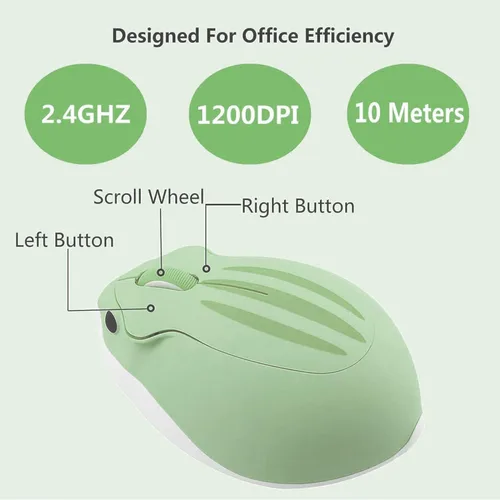 Vista 5 de Ratón inalámbrico con forma de hámster, silencioso, silencioso, silencioso, portátil, divertido, para viajes, óptico, 1200 DPI, USB, divertido