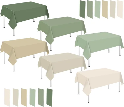 Vista 11 de Whaline 24 piezas de mantel azul de invierno de plástico, 6 gradientes de azul, mantel rectangular impermeable para decoración de boda de verano