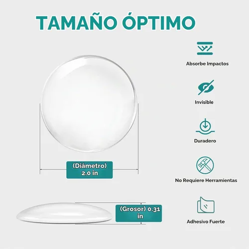 Vista 2 de Topes de puerta para pared, protectores de pared de silicona de 2 pulgadas, paquete de 6, transparentes