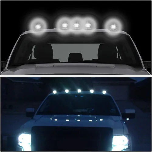 Vista 5 de Auto Dynasty Compatible con Dodge Ram 1500/2500 / 3500 BR 5 X LED Luces superiores de techo de cabina (carcasa negra, LED blanco)