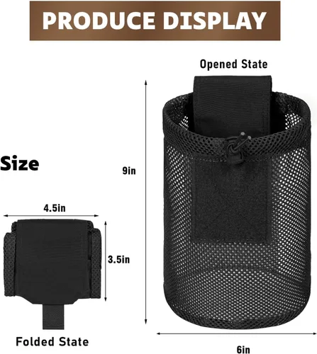 Vista 5 de Bolsas tácticas de malla Molle de rango ligero, compacto micro cordón de forrajeo enrollable, paquete de herramientas plegable de recuperación Ar