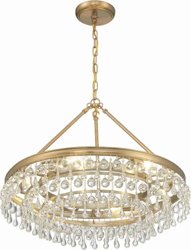 Vista 4 de Crystorama Calypso - Lámpara de araña dorada vibrante con forma de lágrima de cristal de 25 pulgadas