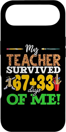 Vista 27 de My Teacher Survived 67+33 Days of Me Dab 100 Days of School Case for iPhone 17