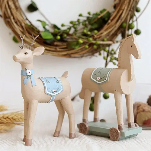 Vista 4 de Chinese feng Shui Statue Sculpture Painted Deer Desktop Decorations European Retro Small Decorations Home Living Room Wine Cabinet Desktop Crafts