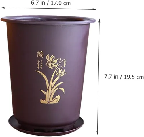 Vista 2 de 3 Sets Plastic Orchid Planter Pots with Drainage Tray, Modern