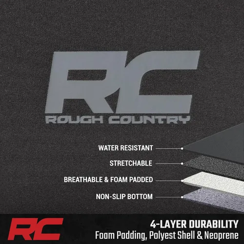 Vista 7 de Rough Country Fundas de asiento de neopreno para Ford F-150, Lightning, F-250 y F-350 con cabina doble (2015-2025) con asiento tipo cubo delantero