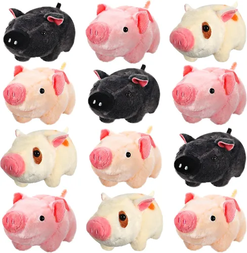 Vista 12 de Chalyna 12 Piezas Lindo Juguete de Animal de Peluche de 4 Pulgadas Mini Peluche Sirena Tigre Tortuga Cachorro Cerdo Alpaca Gato Adornos Muñeca